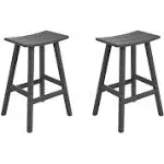 WestinTrends Malibu 29 Inch Outdoor Bar Stools Set of 2, All Weather Resistant Poly Lumber Adirondack Bar Height Stools, Gray