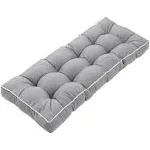 41 inch Outdoor Bench Cushion with Ties,Weather Resistant Thick Tufted Loveseat Seat Cushion for Patio Porch Chair Gray