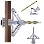 Hollow-Wall Anchors, Drywall Anchor kit with Screws, Self-Drilling Hollow Wall Anchor, Grey, 65Lbs (One Size, Anchor 50pcs+Screw 50pcs)