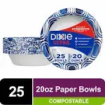 Dixie Ultra Disposable Paper Bowls, 20 oz, Multi-Color, 25 Count