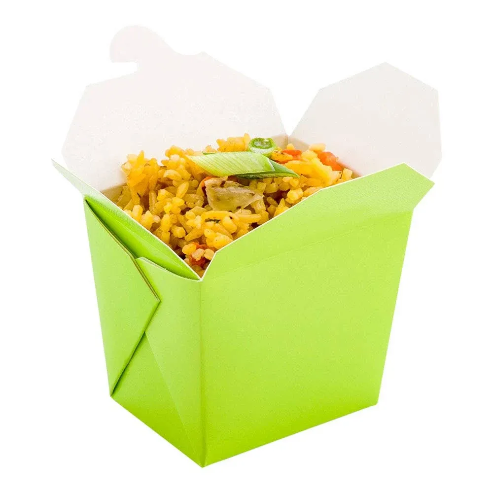 Bio Tek 8 oz Square Eco Green Paper Noodle Take Out Container - 2 3/4 inch x 2 1/4 inch x 2 1/2 inch - 25 Count Box