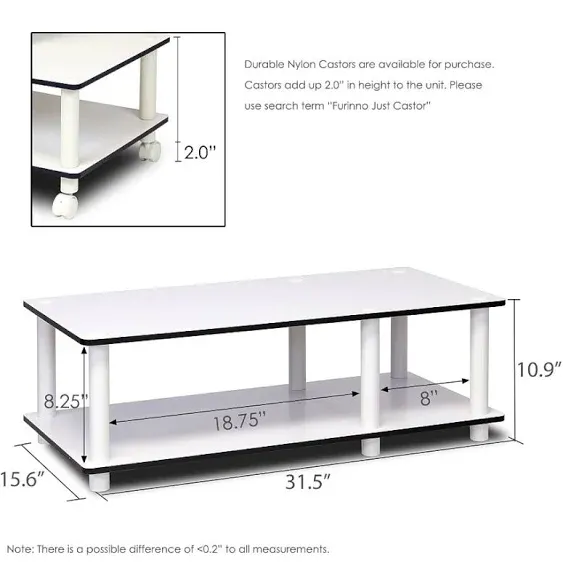 Furinno Just No Tools Mid TV Stand, White w/White Tube