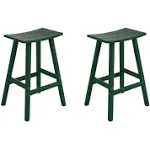 WestinTrends Malibu 24 Inch Outdoor Bar Stools, All Weather Resistant Poly Lumber Adirondack Counter Height Stools, Dark Green