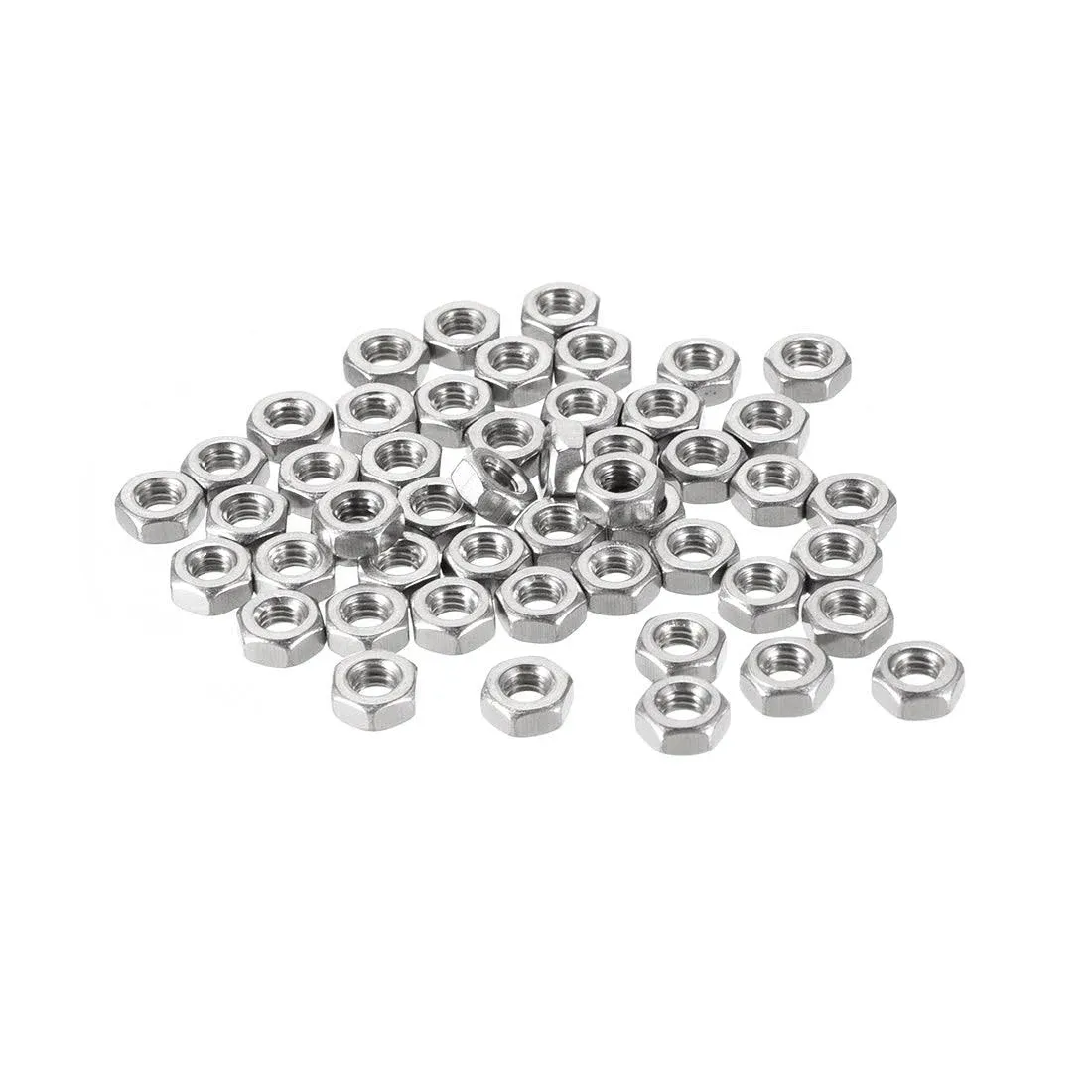 Uxcell M4 Metric 304 Stainless Steel Hexagon Hex Nut Silver Tone 50pcs | Harfington