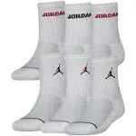 NIKE JORDAN BOY&#039;S 6-PAIR CUSHIONED CREW  ~ SOCKS SIZE 9-11 ~ SHOES SIZE 5Y-7Y FS