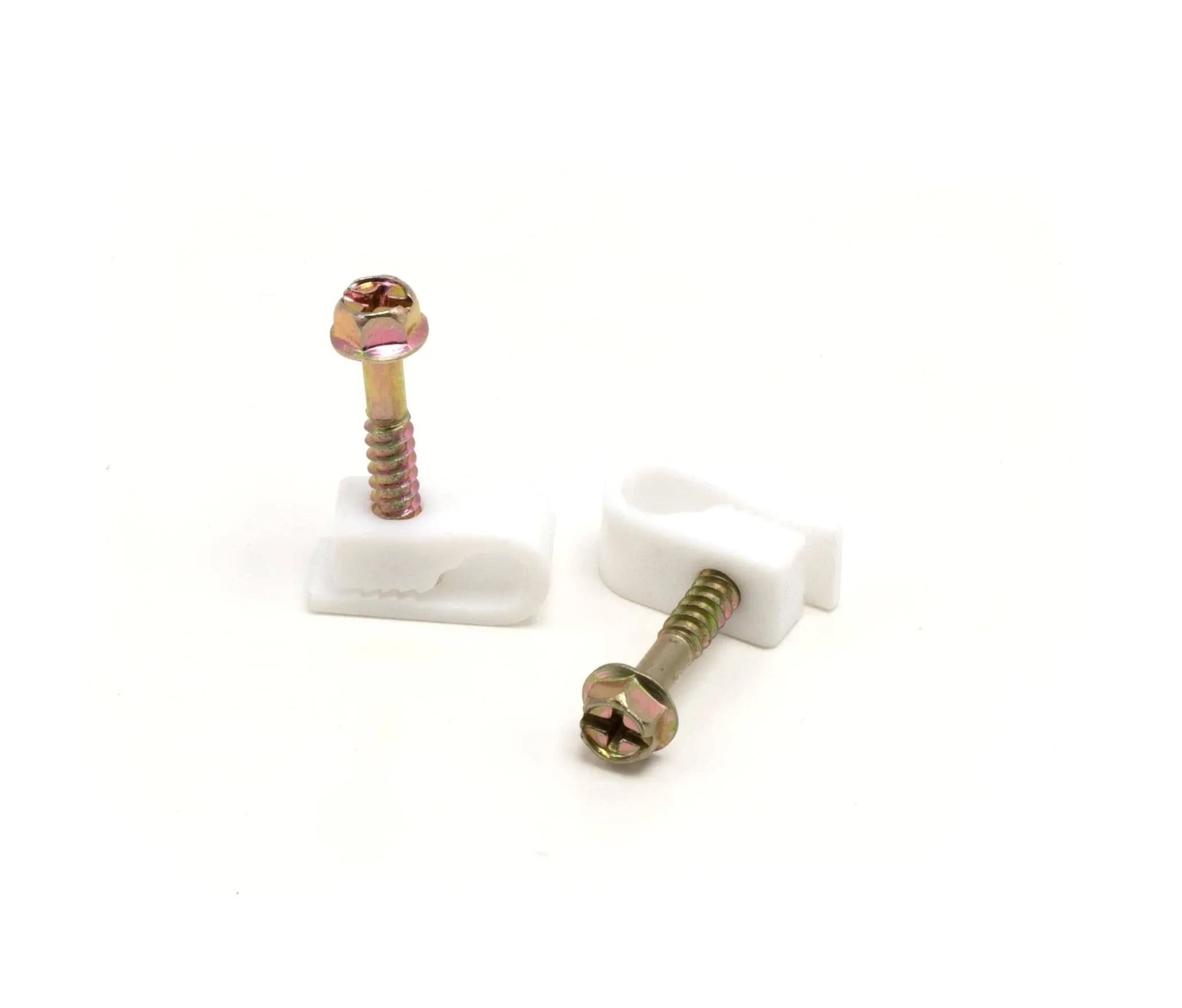 Coax Cable Clips - White -10 Pieces- Single Coaxial Flex Screw Clips