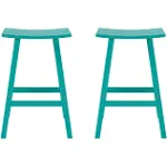 WestinTrends Malibu 29 Inch Outdoor Bar Stools Set of 2, All Weather Resistant Poly Lumber Adirondack Bar Height Stools, Turquoise