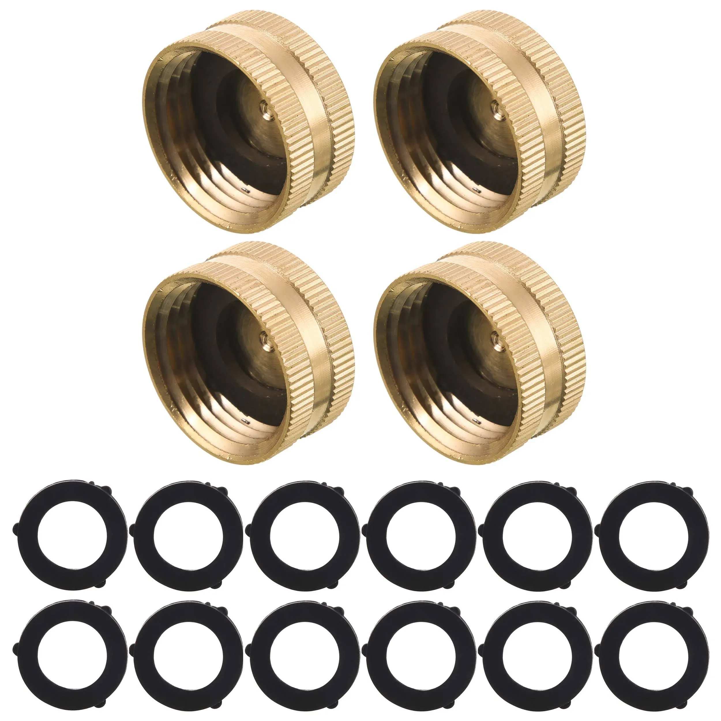 Garden Hose Female End Cap, Brass Spigot Cap, 3/4&#034;, 4 Pcs with Extra 12 Washers