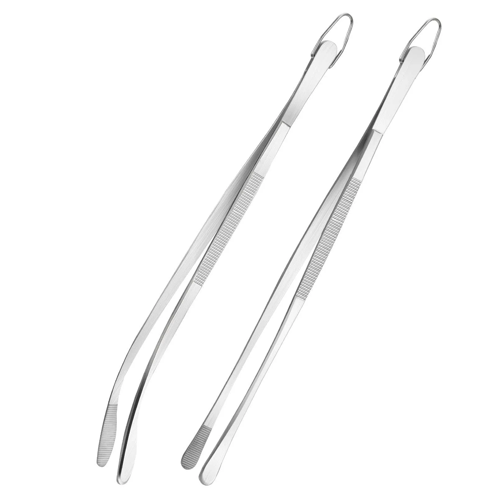 ONEKOO 12 inch Kitchen Tweezers Tongs Set, Cooking Tweezers, Bar Ice Clips, Pet Feeding Clips, Premium Stainless Steel Locking Food