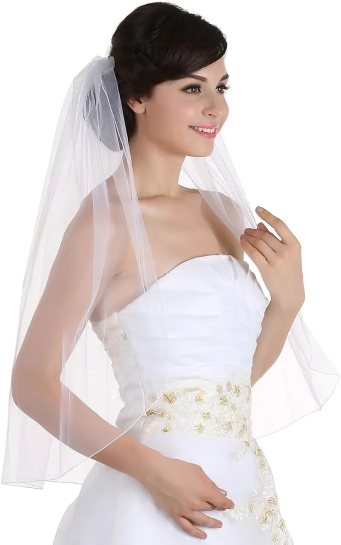 1T Ivory Bridal Cathedral Length Pencil Edge Wedding Veil