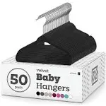 Zober Velvet Kids Hangers for Closet - Pack of 50 Non Slip Childrens Hangers for Shirts, Pants & Dresses w/Swivel Hook - Durable Clothes Hanger w/Notches - Small Hangers - Black