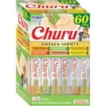 INABA Churu Cat Treats, Grain-Free, Lickable, Squeezable Creamy Purée Cat Treat/Topper, 60 Servings, Chicken Variety Box