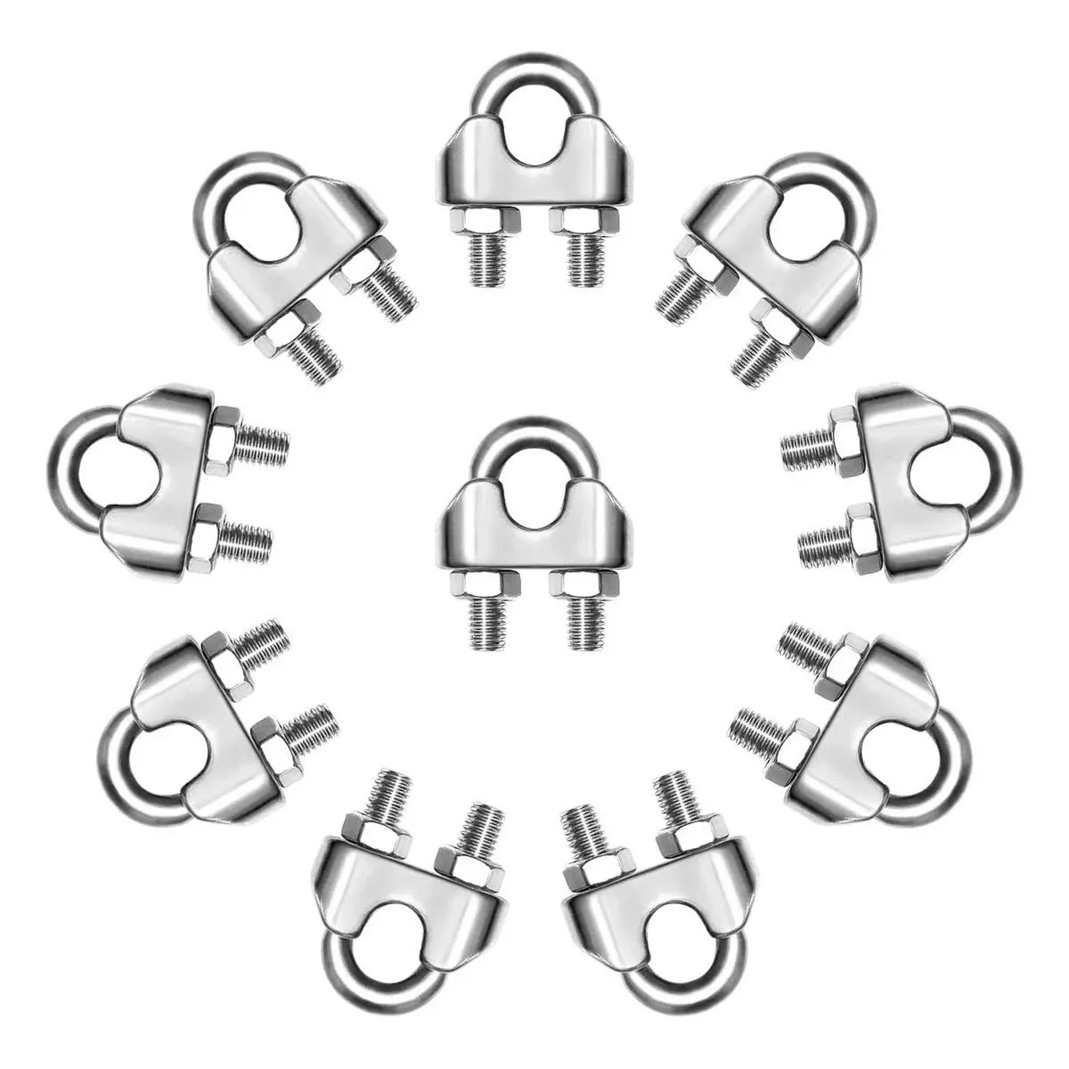 1/8 Inch M3 Wire Rope Cable Clip Clamp 304 Stainless Steel U Bolt Saddle Fast...