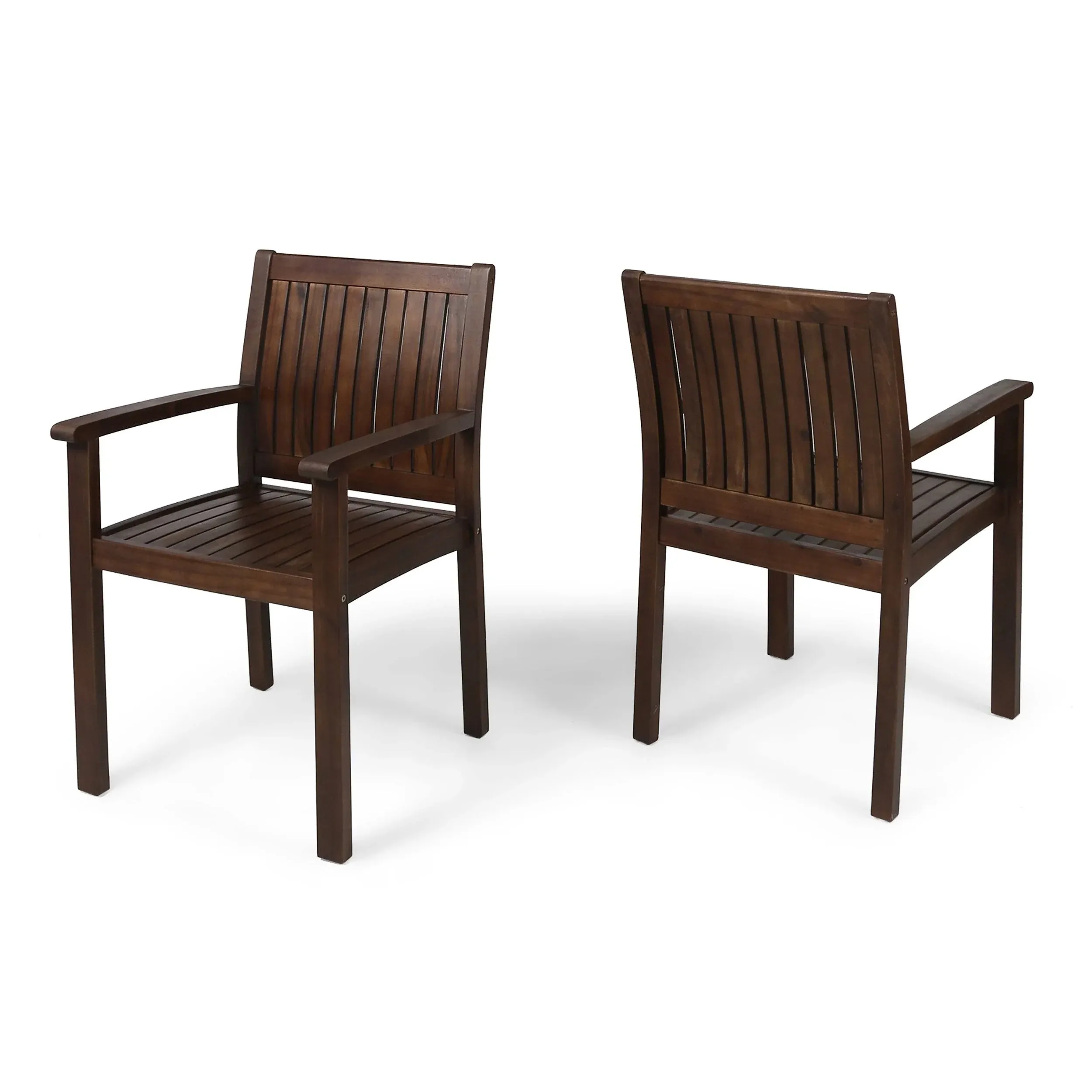 Kylan Outdoor Acacia Wood Dining Chairs (Set of 2) Dark Brown