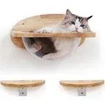 FUKUMARU Cat Wall Furniture Set, Transparent Capsule Cat Wall Shelves with 2 PCS Pedals - Premium Kitty Bed for Sleeping, Playing, Climbing, and Lounging - Easily Holds Up to 35 Lbs