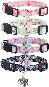 Yizepet Breakaway Cat Collar with Bell, 4 Pack Safety Adjustable Cat Collars Set