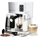 EspressoWorks 19-Bar Espresso, Latte and Cappuccino Maker 10-Piece Set - Brew Cappuccino and Latte with One Button - Espresso Machine with Milk Steamer 1250W - Coffee Gifts (White)