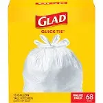 Glad - Quick-Tie 13-Gallon Tall Kitchen Trash Bags, 68-Count