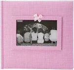 Pioneer Photo Albums 200-Pocket Gingham Fabric Frame Cover Photo Album for 4 by 6-Inch Prints, Pink