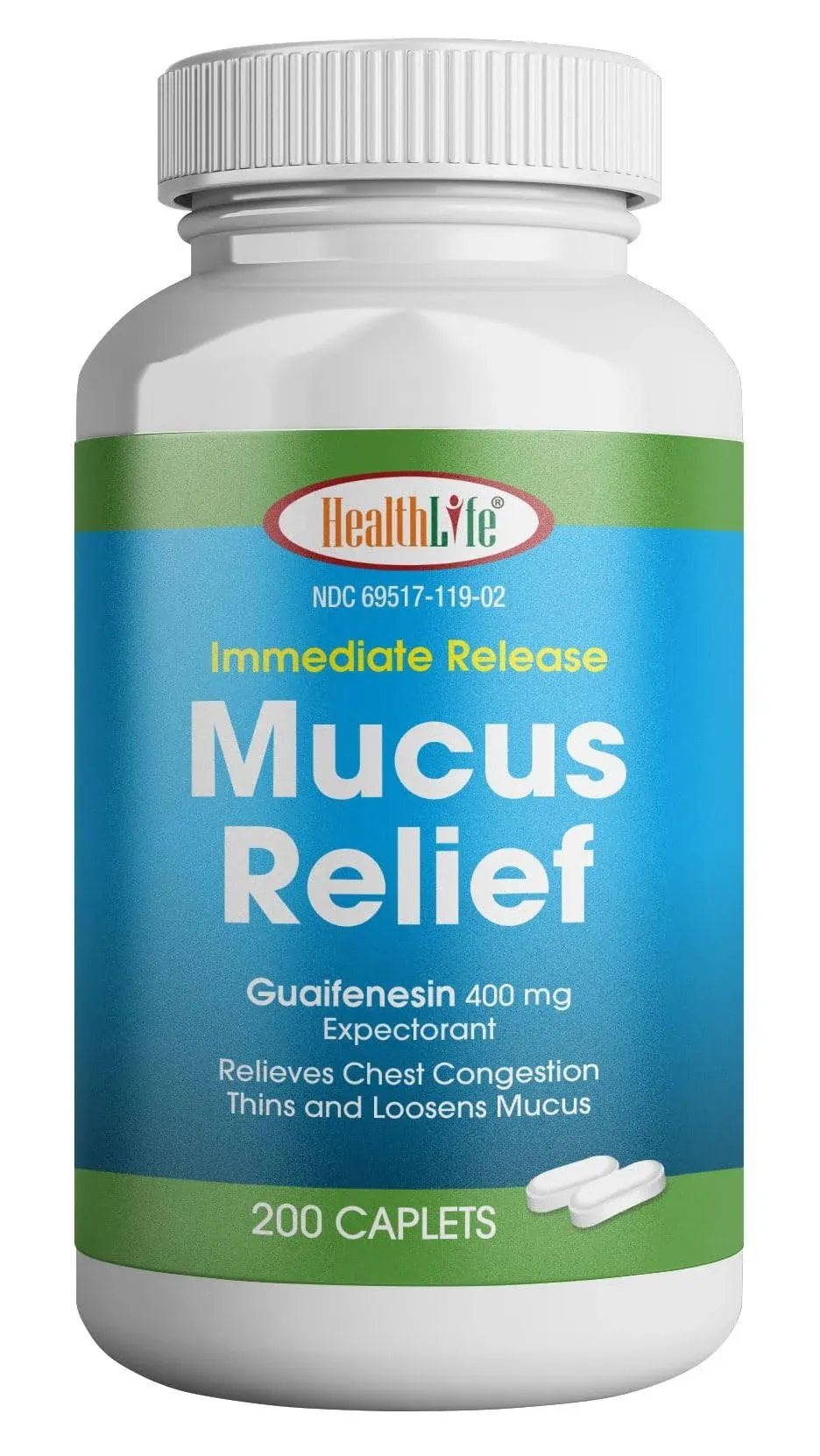 HEALTH LFE Mucus Relief Guaifenesin Caplets 400 Mg, Immediate Release Fast Actin