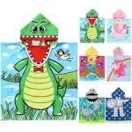 Novforth Kids Beach Towel for Boys Girls, Alligator Hooded Bath Towel Wrap, Toddler Pool Towel with Hood