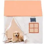 Dog House Indoor, Dog Tent Bed Extra Large Dog Kennel Pet Teepee for Small Medium Large Dogs Cats, Portable Covered Dog Bed with Cushion Cute Puppy Home, Dark Coffee