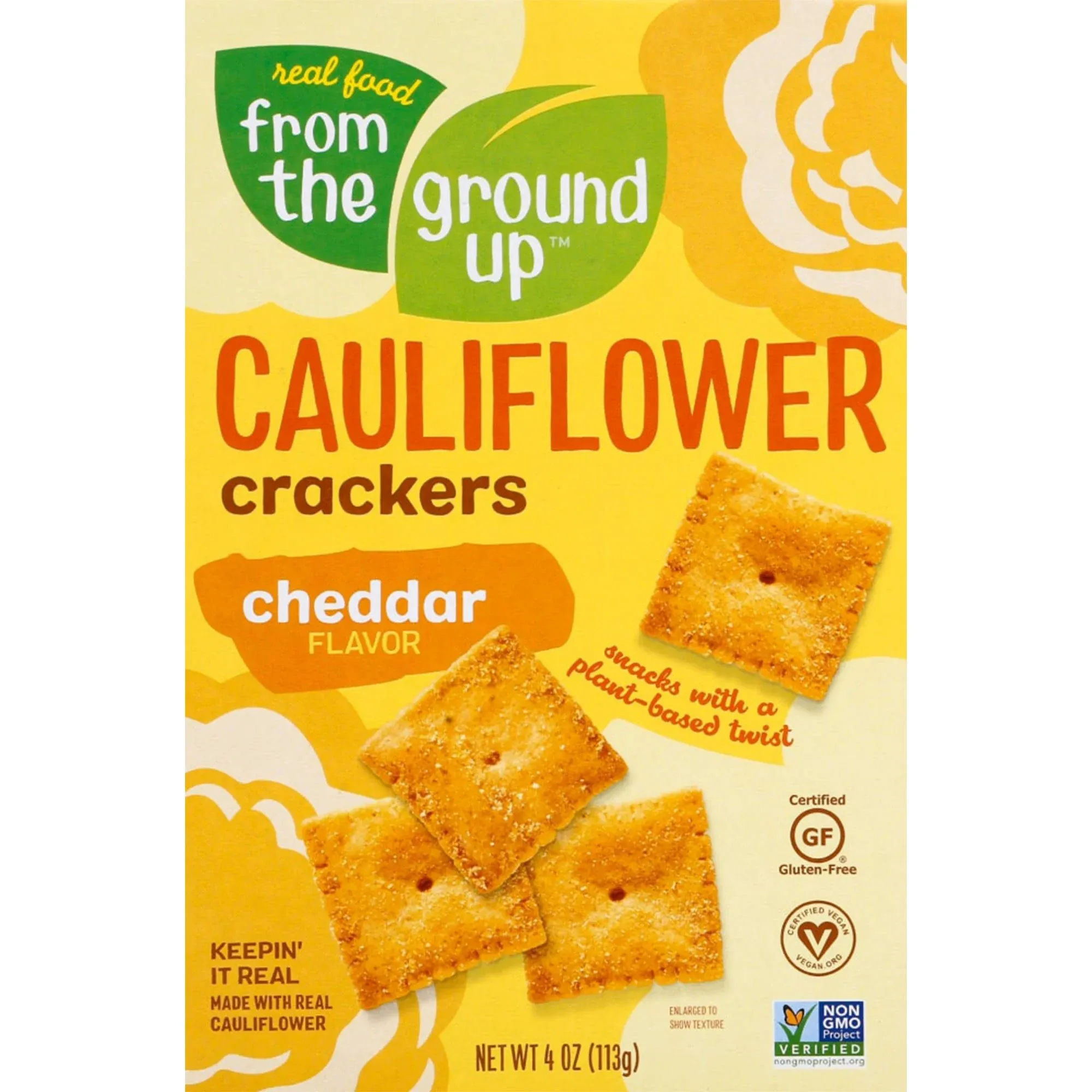 From The Ground Up Cauliflower Crackers, Cheddar Flavor - 4 oz