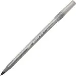 BIC Round Stic Ball Pen, Fine Point, 0.8 mm, Black Ink, Pack of 12