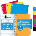 1 Subject Spiral Notebook, 12 Pack, College Ruled, Water Resistant Cover, Thick 140 Pages/Book (70 Sheets), 8 x 10-1/2, 3 Hole, Bulk School & Office, Black Plastic Cover