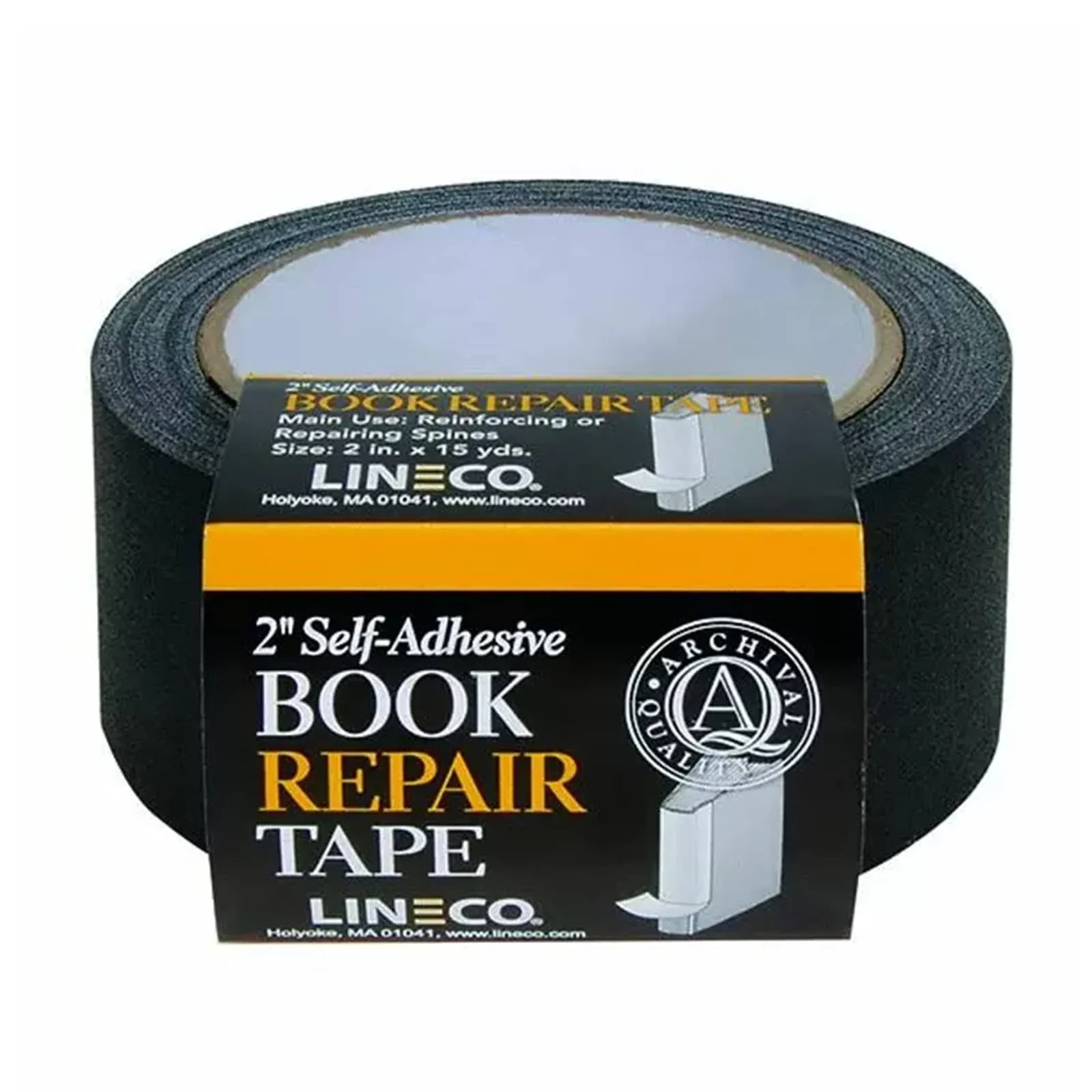 Lineco Book Cloth Repair Tape 2"x15yd Roll, Black