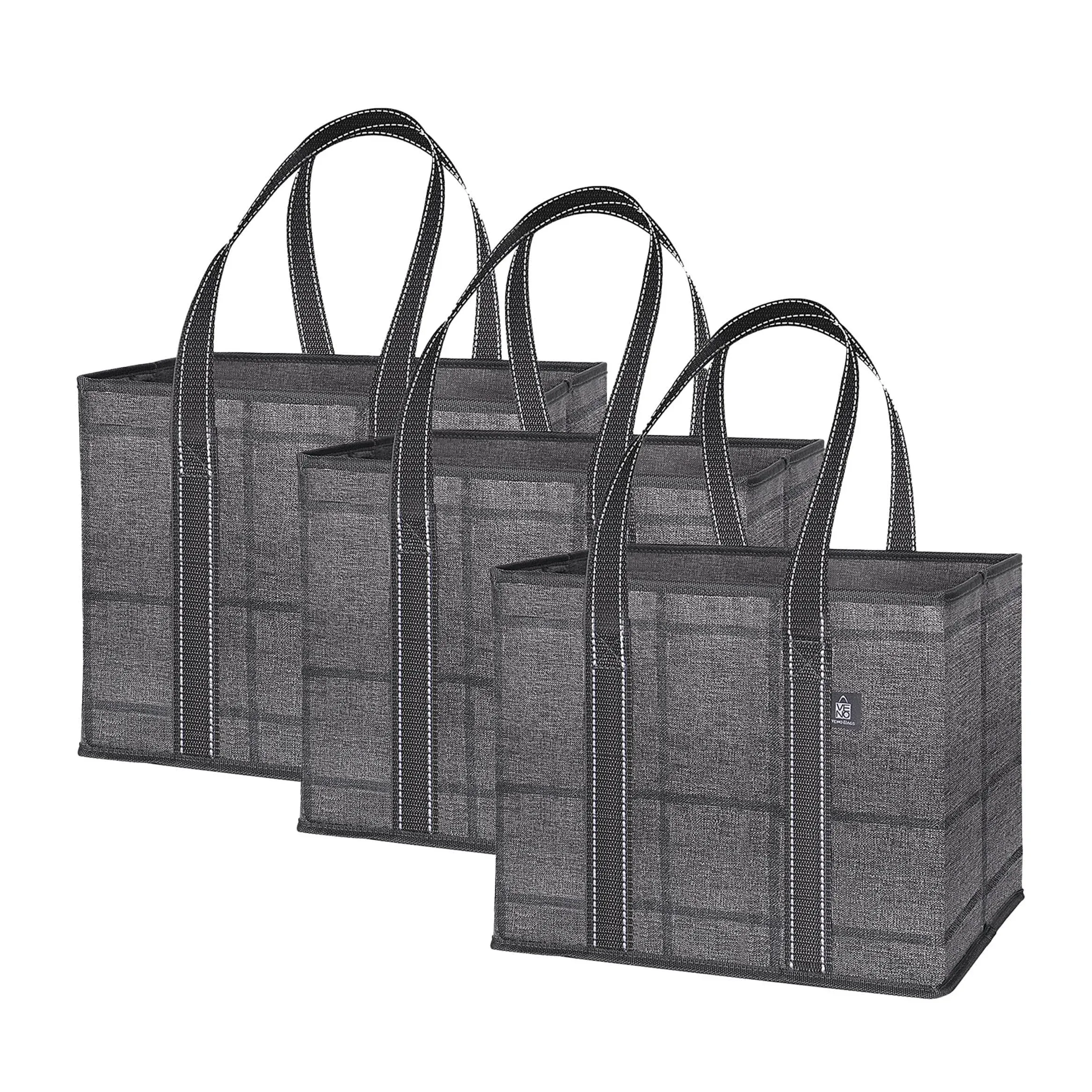 3 Pack Reusable Grocery Bags, Shopping Bags for Groceries, Utility Tote with Han