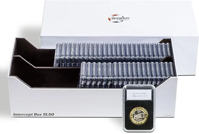 LIGHTHOUSE - Storage Box SL 50 for 50 Coin Slabs Including PCGS, NGC, ANACS with INTERCEPT Technology Corrosion Protection (12 5/8" x 6" x 3 7/8")