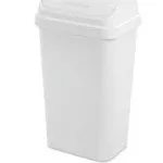 Sterilite 13 Gallon Trash Can, Plastic Swing Top Kitchen Trash Can, White