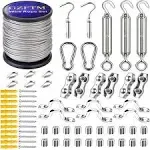 1/16 Wire Rope Kit,100FT 304 Stainless Steel Cable,M5 Turnbuckle Kit,Vinyl Coated Wire Rope for Garden Wire,Aircraft Cable,String Light Hanging Kit