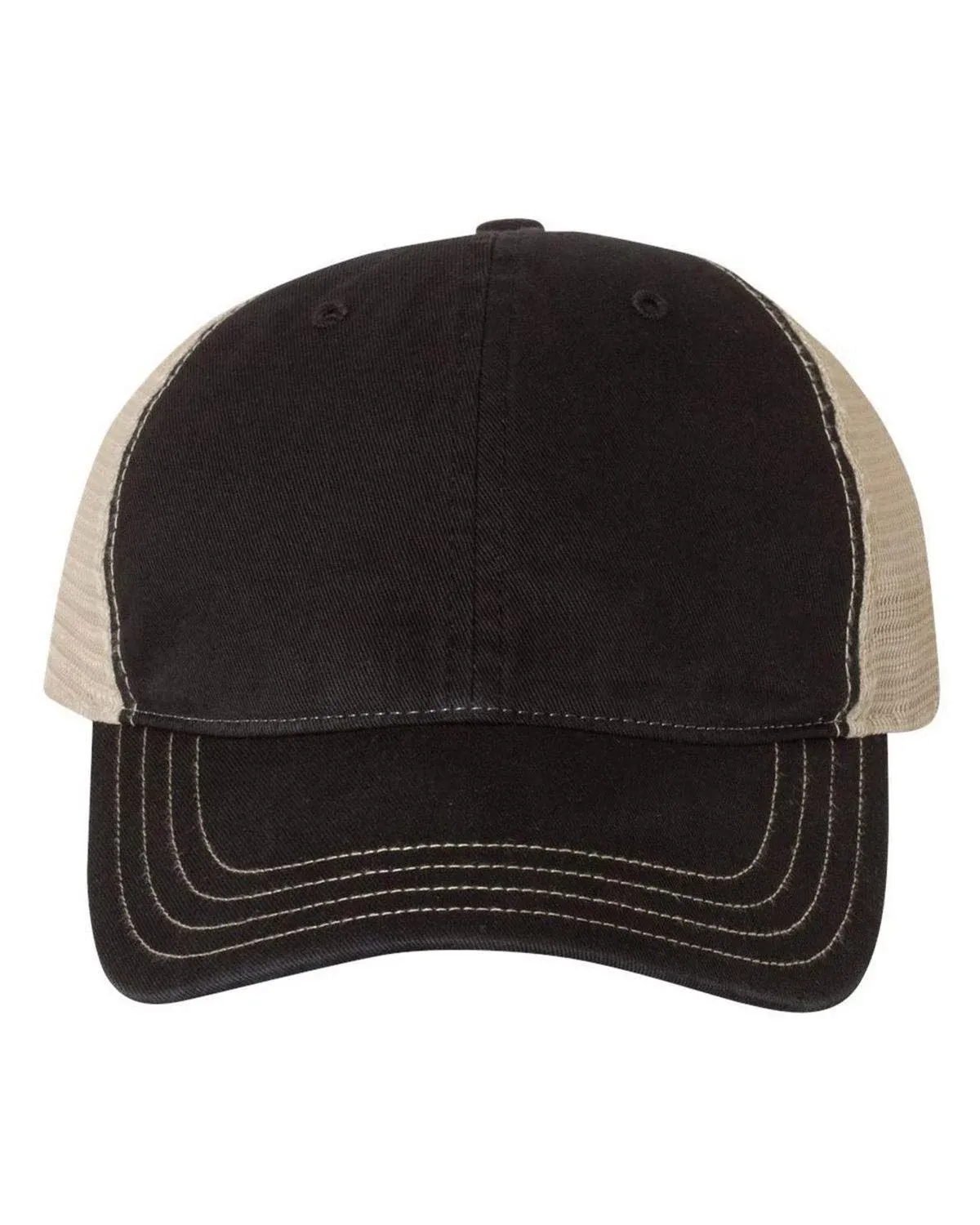 Richardson 111 Garment Washed Trucker Cap - Black/Khaki