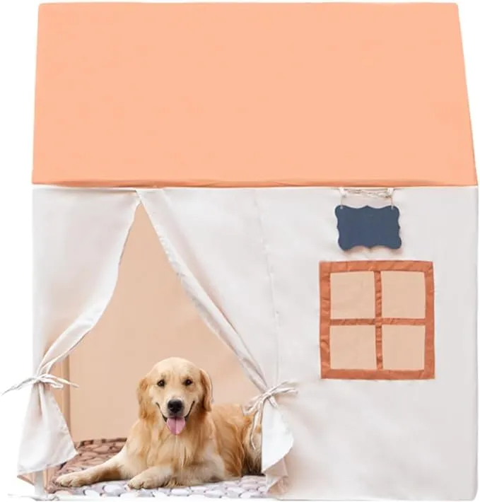 Dog House Indoor, Dog Tent Bed Extra Large Dog Kennel Pet Teepee for Small Medium Large Dogs Cats, Portable Covered Dog Bed with Cushion Cute Puppy Home, Dark Coffee