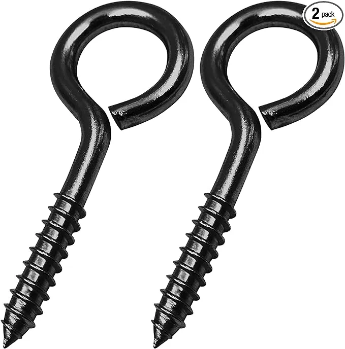 YGAOHF 5 Inch Eye Hooks Screw in Heavy Duty, 500 LBS Capacity, Large Stainless Steel Eye Hooks for Hanging, Black Eye Bolts for Indoor & Outdoor Heavy-Duty Applications