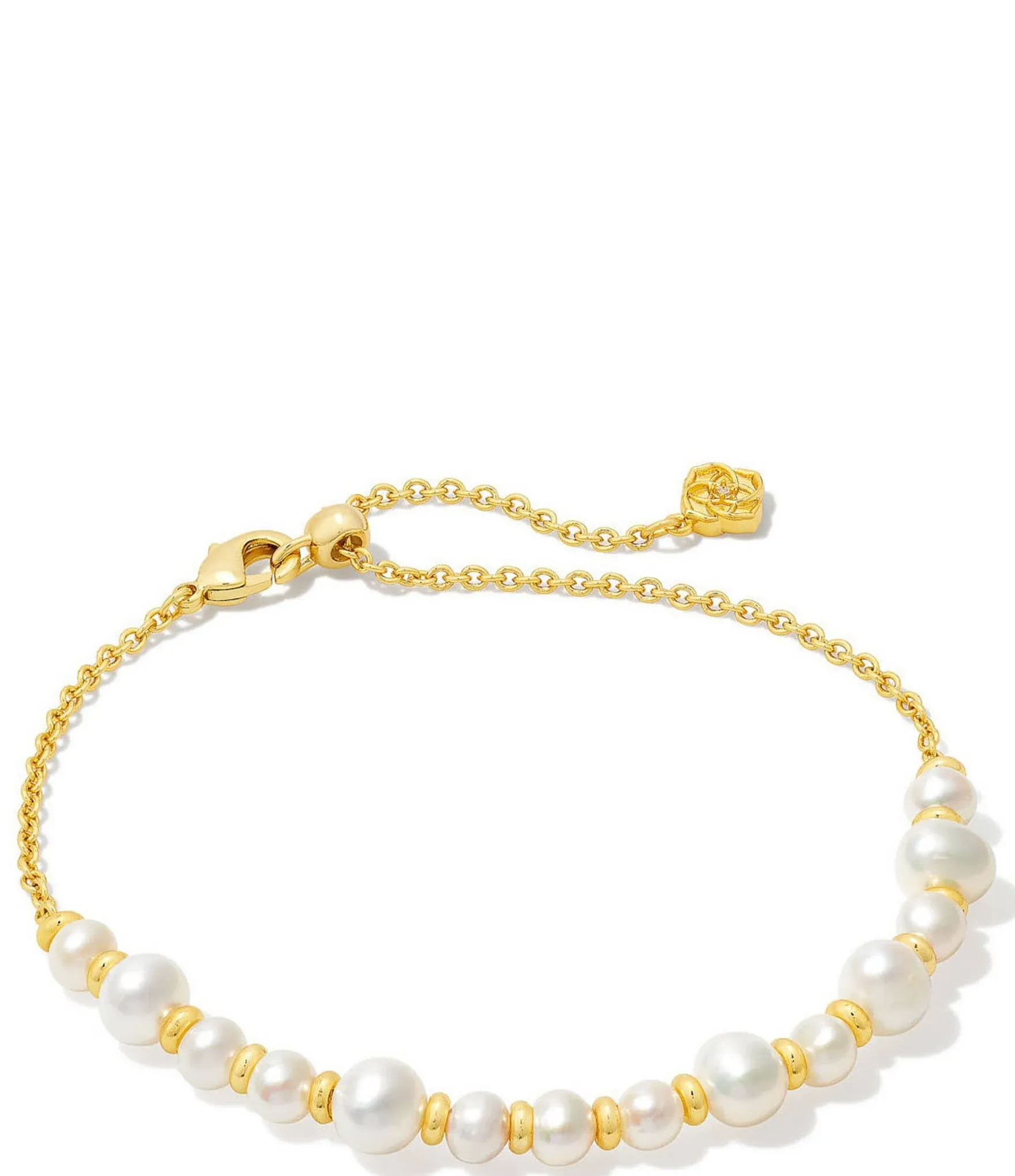 Kendra Scott Jovie Beaded Delicate Chain Bracelet - Gold White Pearl