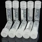 CynKen 20pcs 2ml Graduated Plastic Cryovial Cryogenic Vial Tube Self Standing with Cap