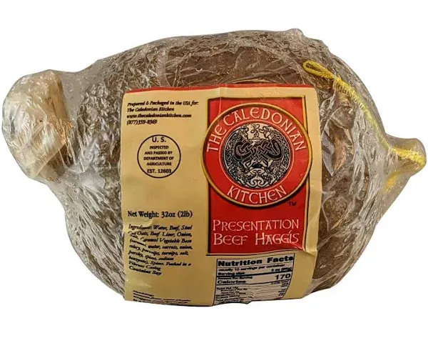 Caledonian Kitchen 2 Pound Premium Presentation Beef Haggis, Ships Frozen