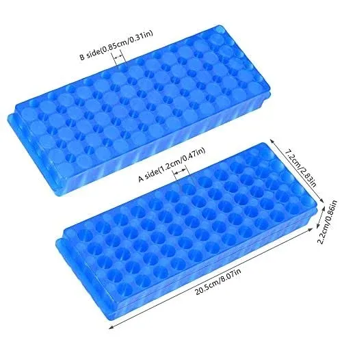 1Pcs Tube Rack,Microcentrifuge Tube Rack, Double-Sided Plate Centrifugal Pipe Rack, for 0.5ml-2ml Centrifugal Pipe, 60 Holes (Blue)