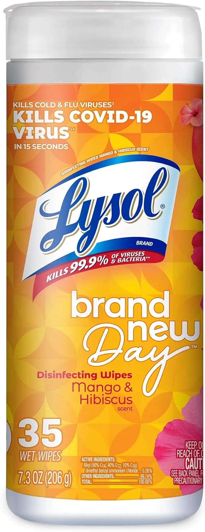 Lysol® Designer Tub Disinfecting Wipes, Brand New Day Scent, Canister Of 80 Wipes