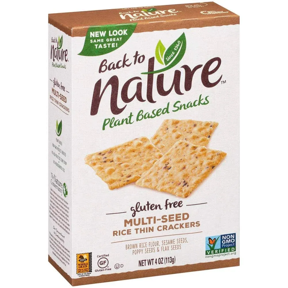 Back To Nature 87013204,  Back To Nature™ Plant Based Snacks Gluten Free Multi-Seed Rice Thin Crackers 4 Ounce,  Case of 12