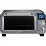 De'Longhi Small Convection Toaster Oven For Countertop With internal light And 9 Preset Functions Including Pizza, Cookies, Roast, Broil, Bake, Easy to Use, 14L, Stainless Steel, 1800W, EO141150M