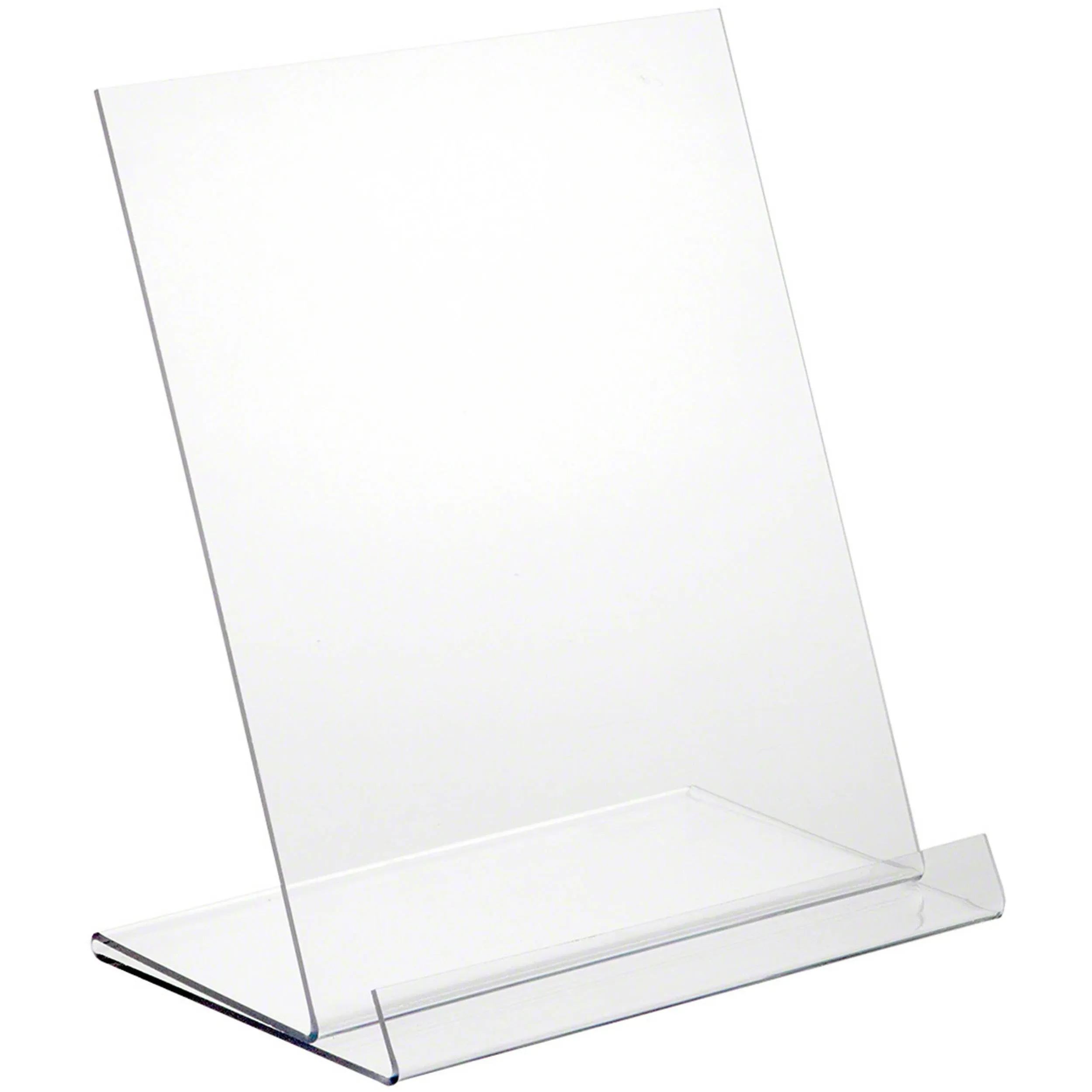 Plymor Clear Acrylic Angled Flat Display Easel with 1" Front Ledge, 11.25" H x 10" W x 6.25" D