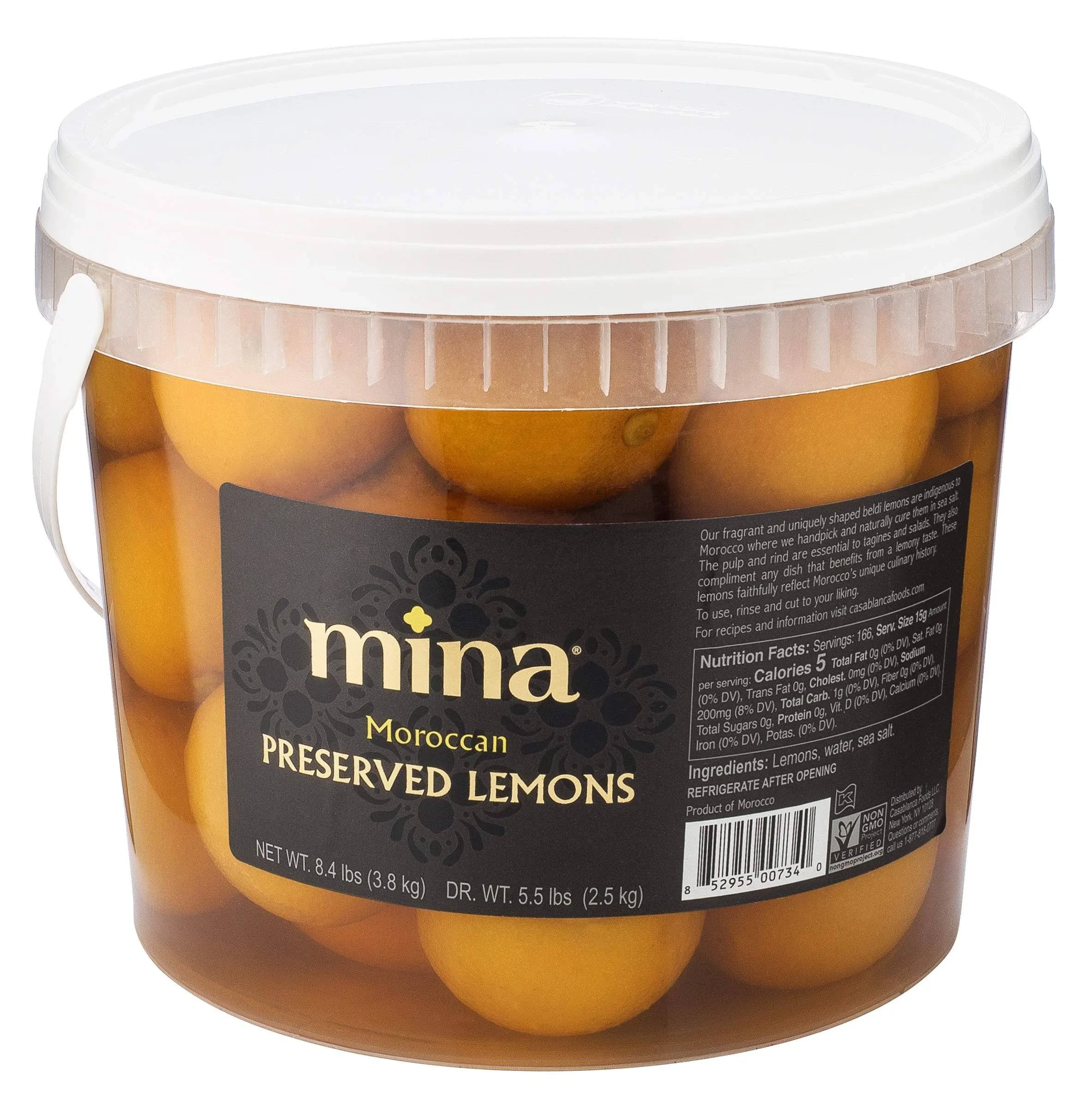 Mina Preserved Lemons - 8.4 lbs Authentic Moroccan Gourmet Beldi Lemons, Moroccan Preserved Lemon in Bulk, Ideal for Tagine, Couscous, Salads, Sauces, Non-GMO, Vegan, Keto, Kosher, Gluten Free