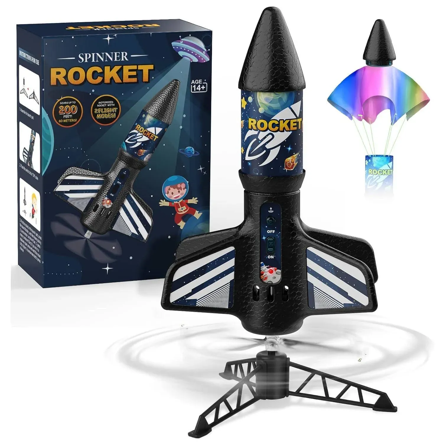 Rocket Launcher for Kids, Self-Launching Motorized Air Toy, Outdoor... 