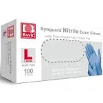 Synguard Nitrile Exam Gloves, Blue, Large, Box of 100