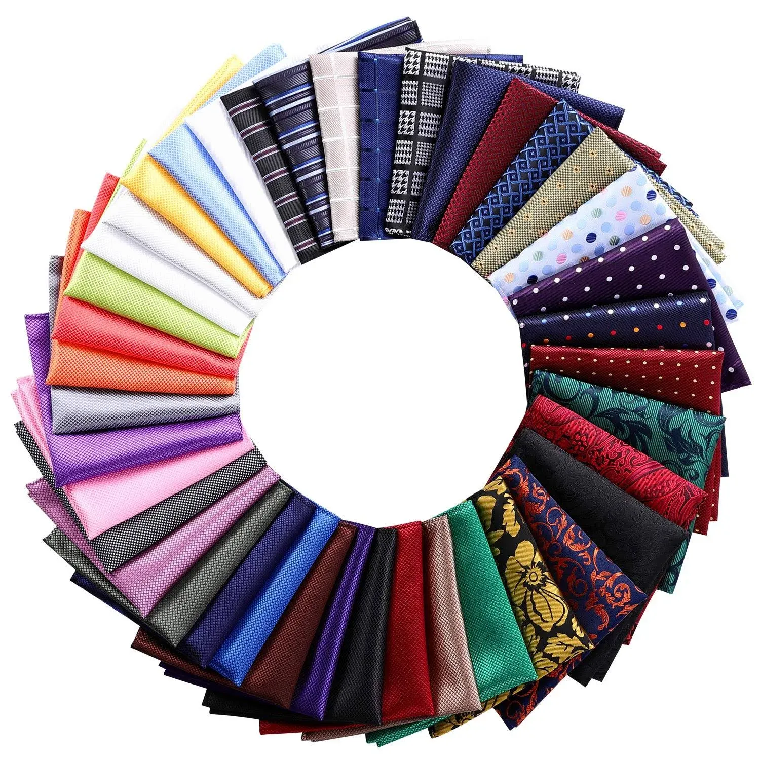 Jeatonge 40 Pack 8.5x8.5 inch Pocket Squares for Men Men's Handkerchief Mens Pocket Squares Set Assorted Colors with A Holder