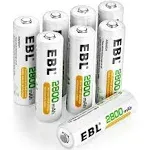 EBL Lot AA AAA 1100 2800mAh Ni-MH Rechargeable Batteries / 8 Slot USB Charger